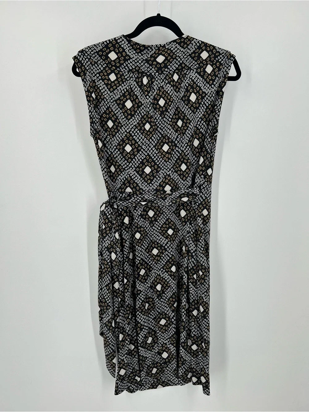 Tory Burch 100% Silk Sleeveless Wrap Dress Geometric EUC Small